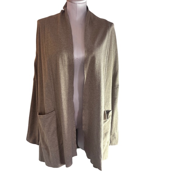 Pact Women Organic Cotton Open Front Airplane Cardigan Tan XS Oversized Minimal - Picture 2 of 12